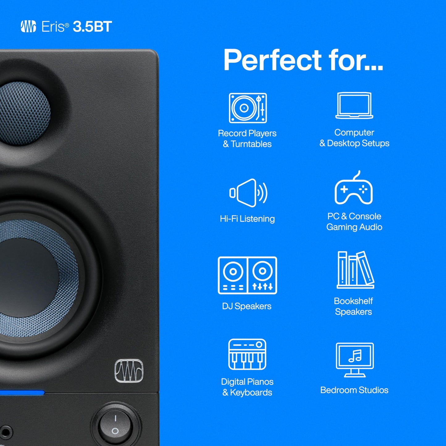 PreSonus Eris 3.5 Studio Monitors, Pair — Powered, Active Monitor Speakers for Near Field Music Production, Desktop Computer, Hi-Fi Audio