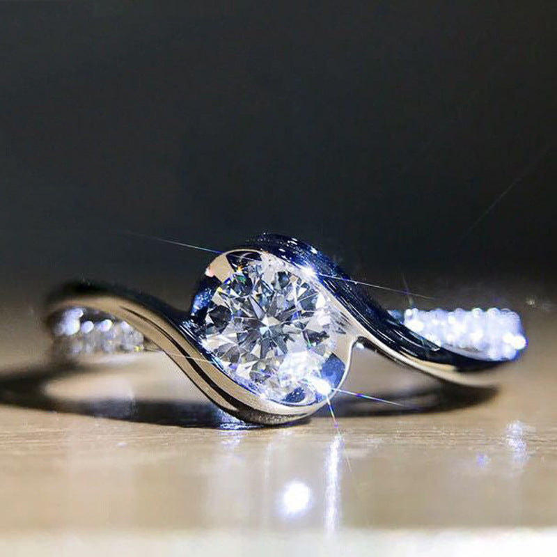 BeatWizards Creative & Twisted Arm Eight Heart Eight Arrow Zircon Ring for Women's Engagement Ring