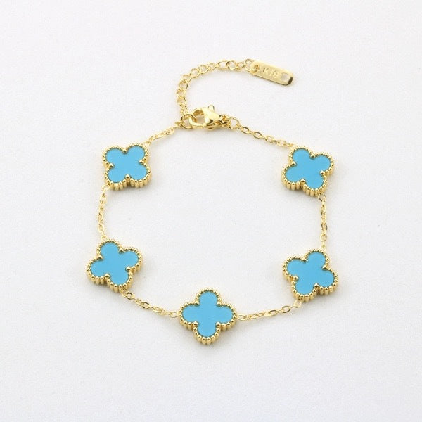 BeatWizards Academy Four leaf clover bracelet women's titanium steel light luxury electroplating 18k gold
