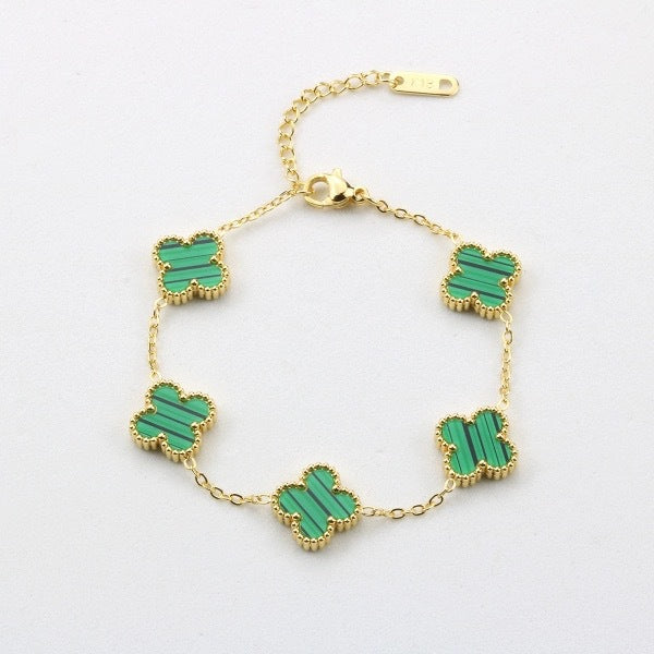 BeatWizards Academy Four leaf clover bracelet women's titanium steel light luxury electroplating 18k gold