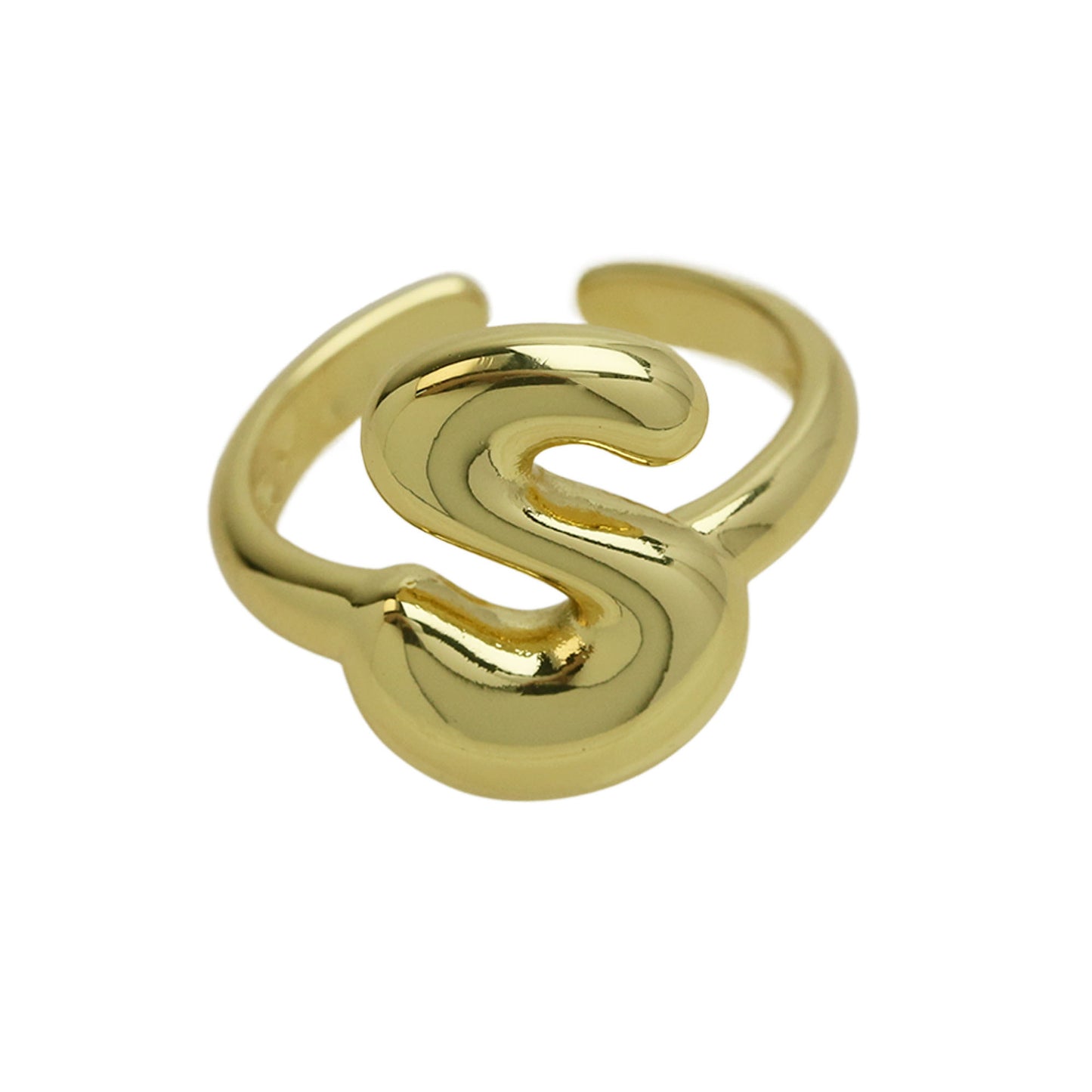 BeatWizards Golden smooth bubble balloon bubble cute chubby 26 letter ring