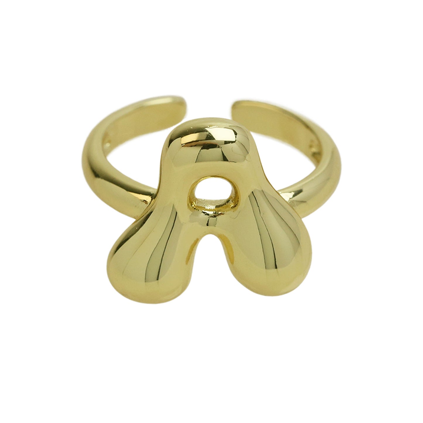 BeatWizards Golden smooth bubble balloon bubble cute chubby 26 letter ring