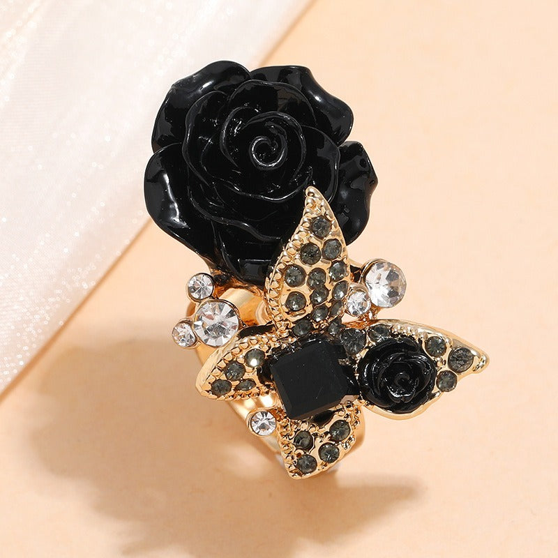 MeetTheDashers-Mrs. Dasher.    Kia Rose Butterfly Charm  Ring Vintage Bohemian Alloy Popular Handpiece