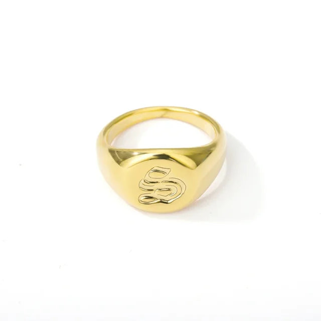 BeatWizards Academy A-Z Letter Initial Rings for Women Goth Chunky Wide Stainless Steel Alphabet Men Ring 2024 Trendy Wedding Couple Jewelry anillos