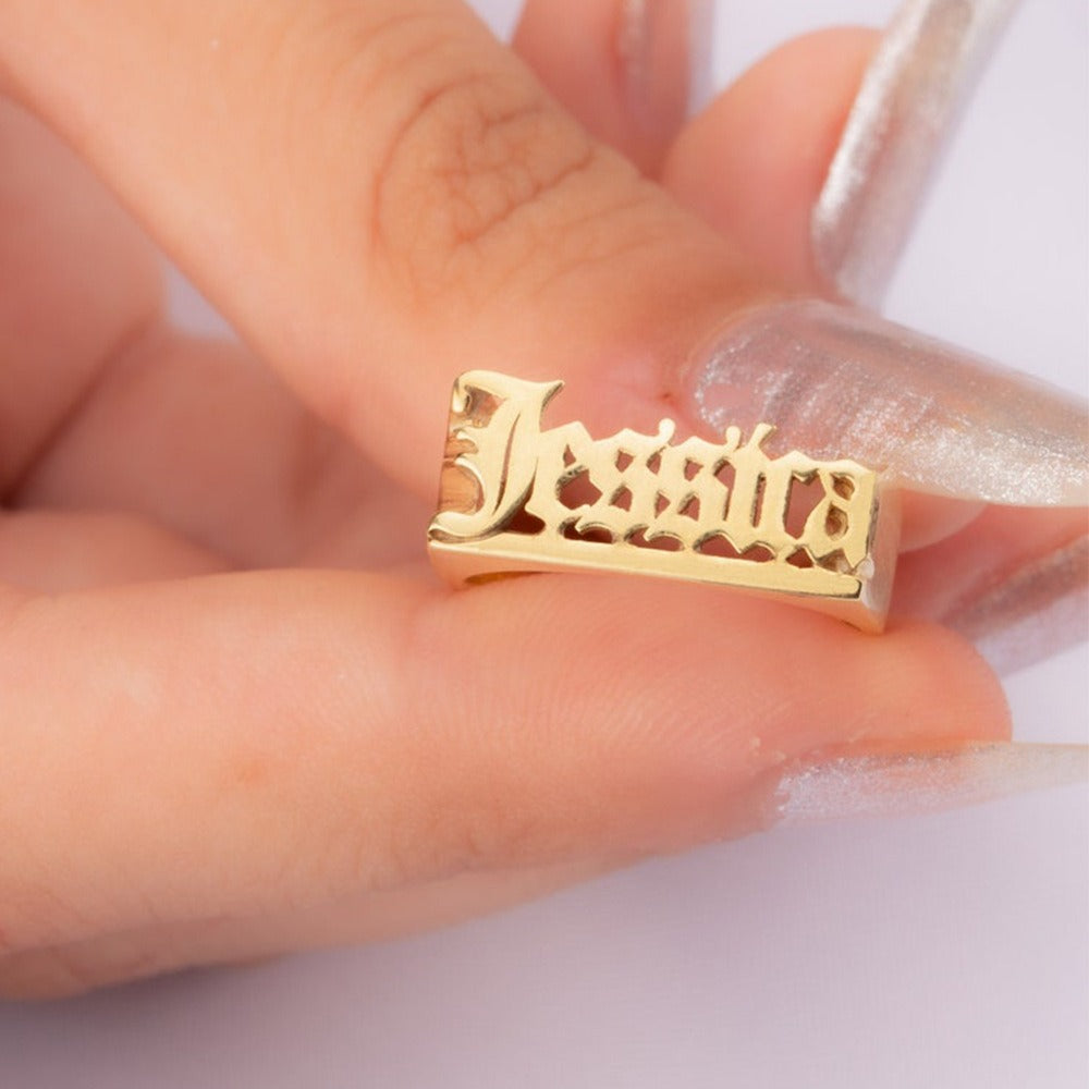 BeatWizards Custom Vintage Copper Ring Customized English Letter Name Ring