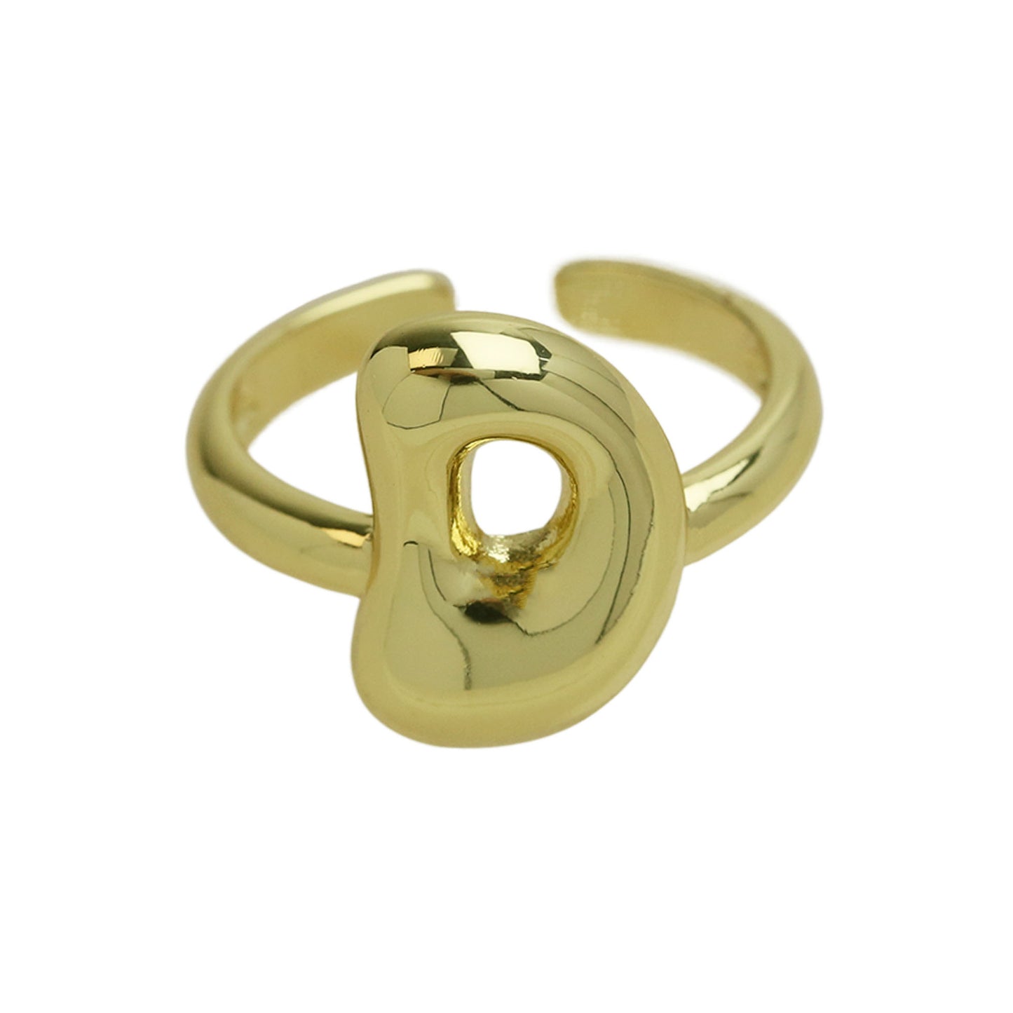 BeatWizards Golden smooth bubble balloon bubble cute chubby 26 letter ring