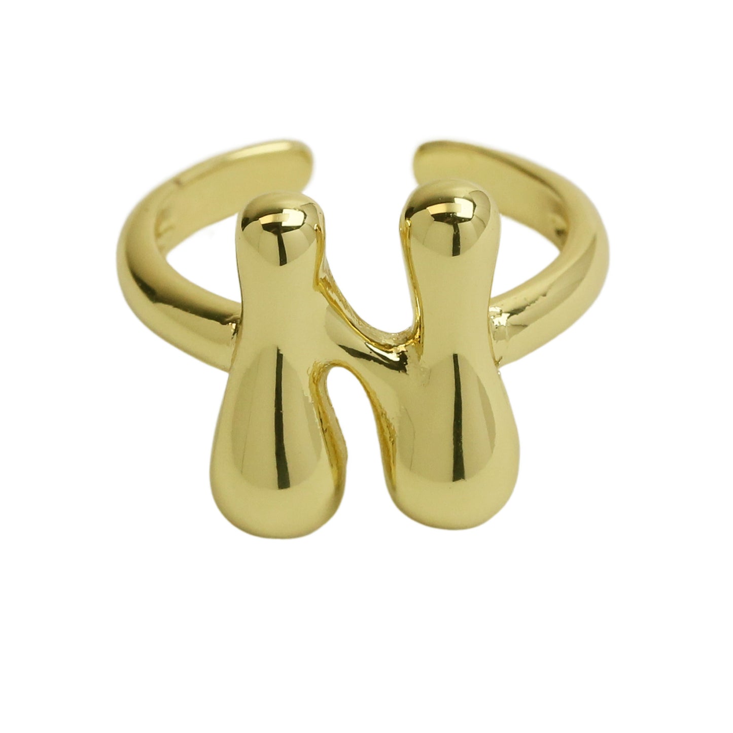 BeatWizards Golden smooth bubble balloon bubble cute chubby 26 letter ring