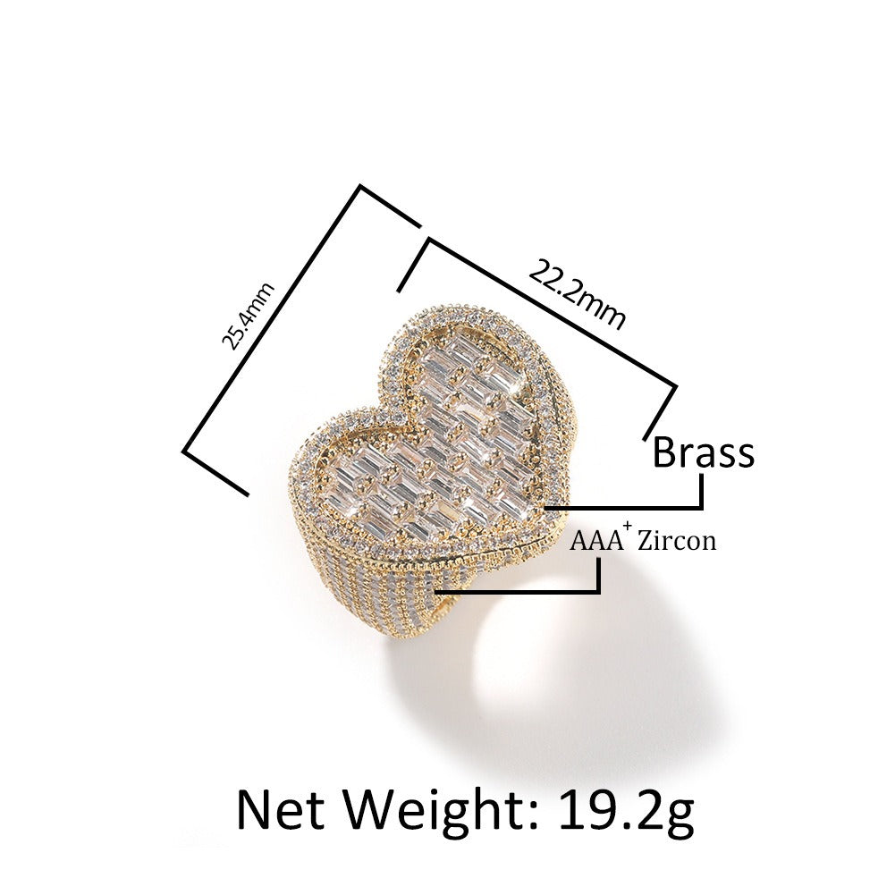 BeatWizards high-end feeling rings, T-shaped love zircon