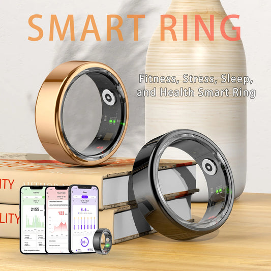 BeatWizards Smart A R Ring Blood Pressure Sleep Monitoring Waterproof Sports Fitness Tracker Military Grades Titanium Steel Shell SmartRing