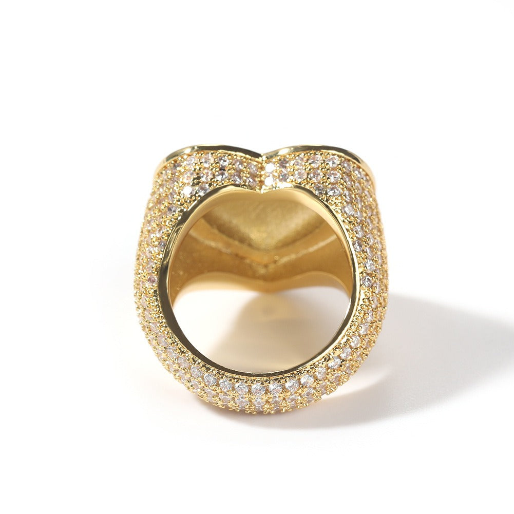 BeatWizards Ring copper set with 3A zircon large heart ring
