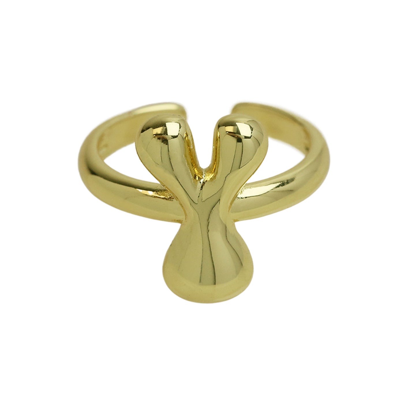 BeatWizards Golden smooth bubble balloon bubble cute chubby 26 letter ring