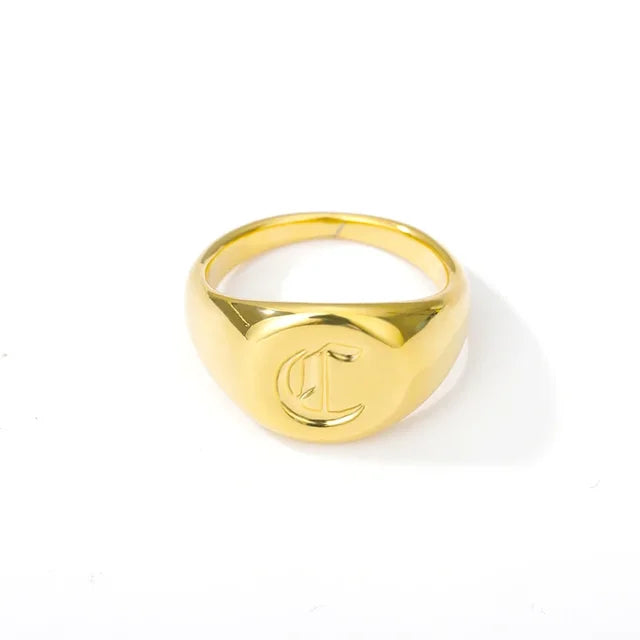 BeatWizards Academy A-Z Letter Initial Rings for Women Goth Chunky Wide Stainless Steel Alphabet Men Ring 2024 Trendy Wedding Couple Jewelry anillos