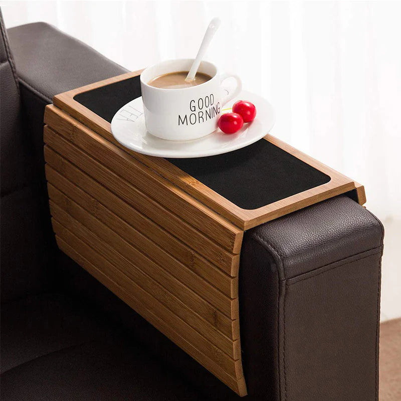 BeatWizards Wooden Sofa Tray with Phone Holder