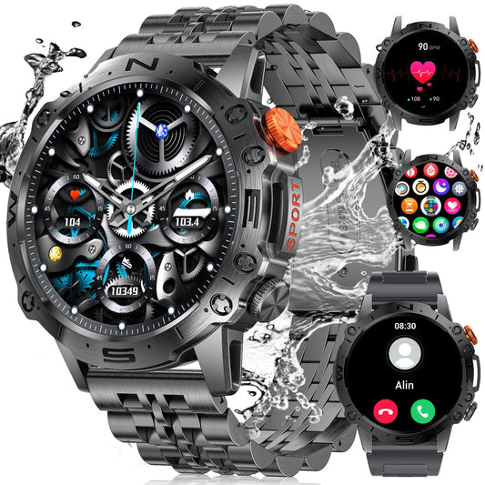 BeatWizards Academy LIGE Military Smart Watches for Men(Answer/Dial Calls)1.43" AMOLED 5ATM Waterproof Rugged Smartwatch with Heart Rate/SpO2/Sleep Monitor400mAH Fitness Tracker with 126 Sport Modes for Android iOS